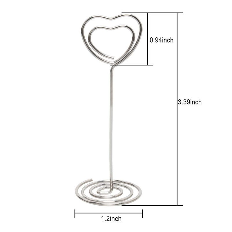 Aniann Table Number Card Holders Place Card Holder, 25 Pack Picture Holders for Tables, Heart Shape Photo Number Stands Menu Paper Card Clips for Wedding Party, Office, Restaurant (Silver) - Image 4